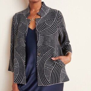 Anthropologie Pietra Black & White Knit 3/4 Sleeve Jacket
